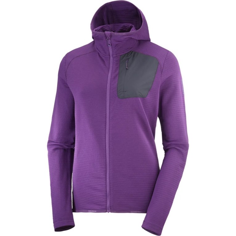 Salomon Essential Lightwarm Hooded Women's Jackets Purple | CA 47X51